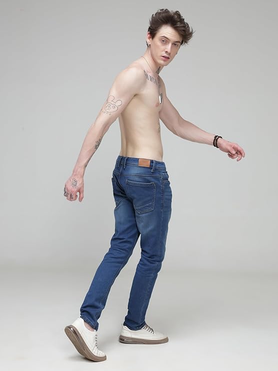 TURMS Men's Black Solid Mid Rise Stretchable Adventure Comfort Denim Pant Cotton Rich Jeans - Rajputtrade