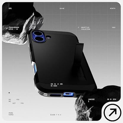 Spigen Tough Armor (Ai) MagFit Back Cover Case Compatible with iPhone 16 Plus (TPU + Poly Carbonate | Black)
