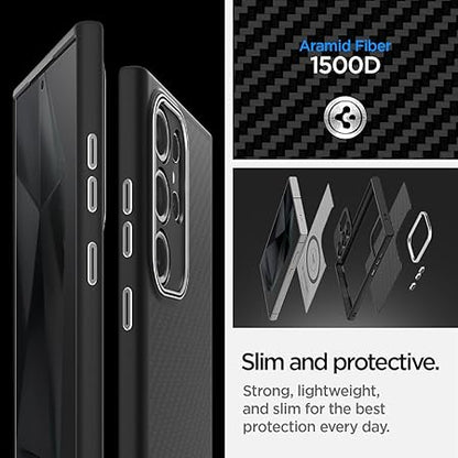 Spigen Enzo Aramid for Samsung Galaxy S24 Ultra Case, Galaxy S24 Ultra Back Cover - Matte Black