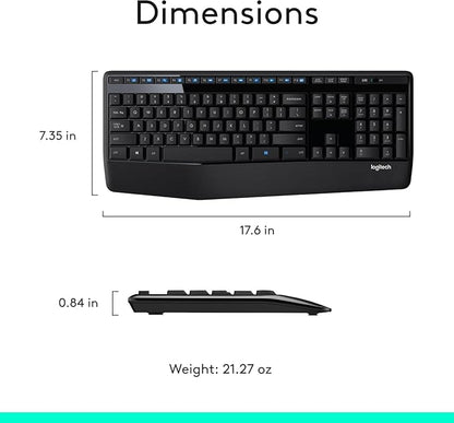 Logitech MK345 Wireless Keyboard and Mouse Set Full-Sized Keyboard with Palm Rest and Comfortable Right-Handed Mouse, 2.4 GHz Wireless USB Receiver, Compatible with PC, Laptop - Black - Rajputtrade