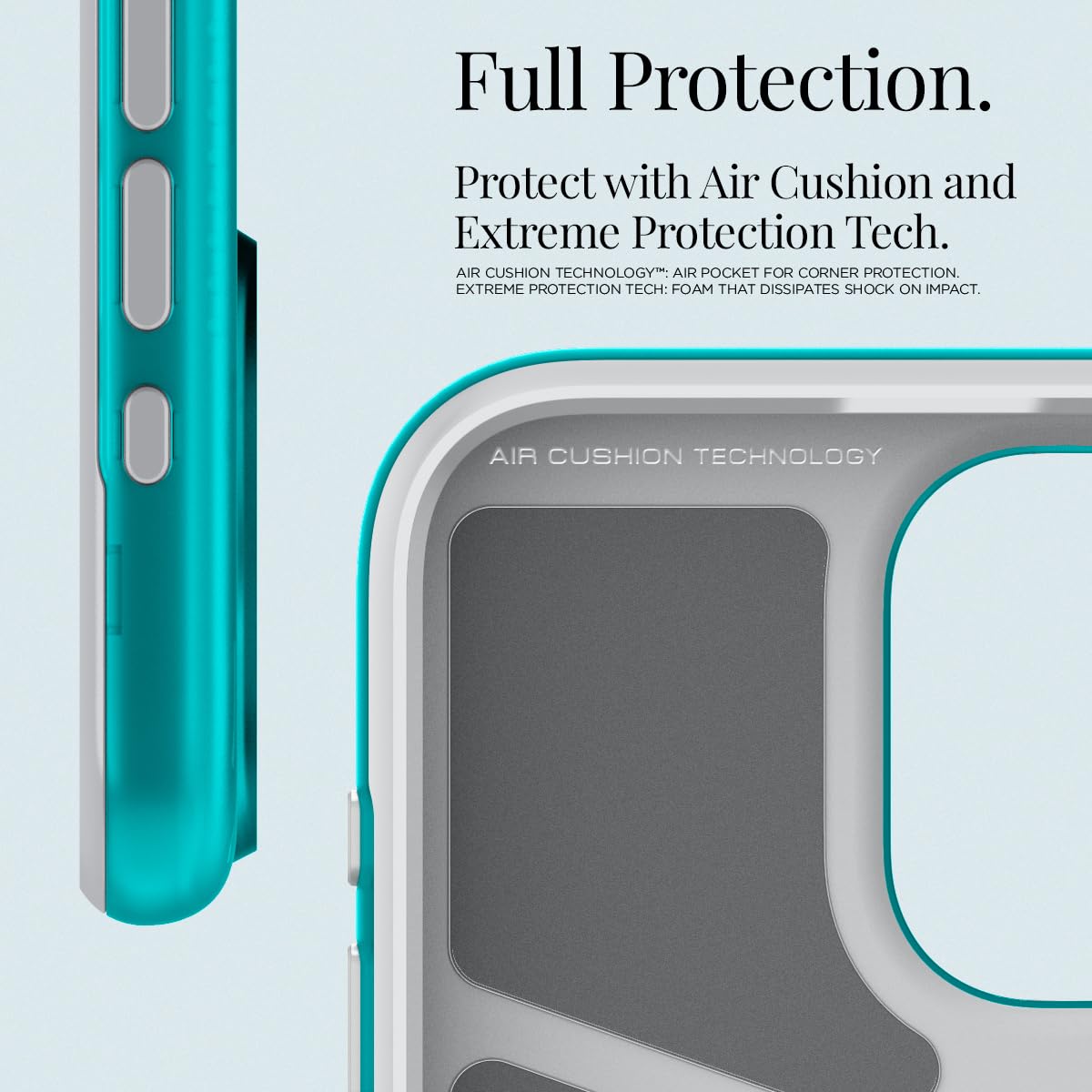 Spigen Classic C1 MagFit Back Cover Case Compatible with iPhone 15 Pro (TPU + Poly Carbonate | Bondi Blue)