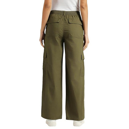 Women Relaxed Casual Pants, Dark Green (Size XL) - Rajputtrade
