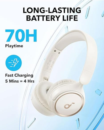 soundcore by Anker H30i Wireless On-Ear Headphones, Foldable Design, Pure Bass, 70H Playtime, Bluetooth 5.3 (White)