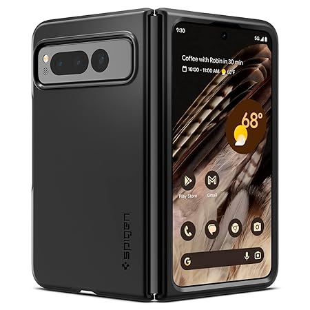 Spigen Thin Fit for Google Pixel Fold Case, Pixel Fold Back Cover - TPU+PC｜Black