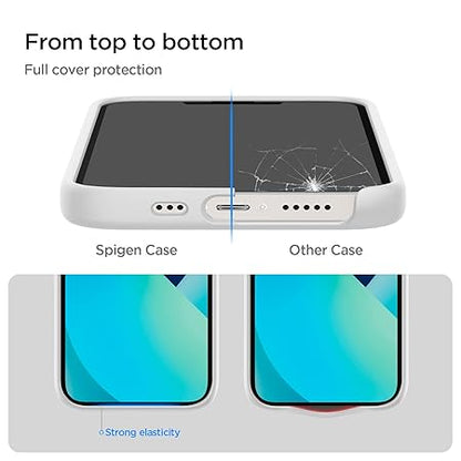 Spigen Silicone Fit MagFit Back Cover Case Compatible with iPhone 13 (Silicone White)
