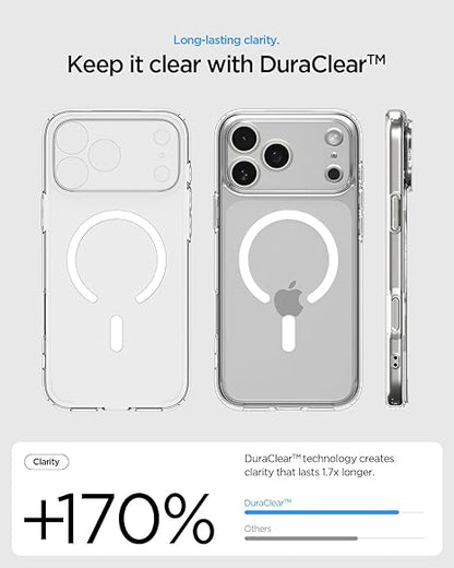 Spigen Ultra Hybrid MagFit Back Cover Case Compatible with iPhone 17 Pro (TPU + Poly Carbonate | Clear White)