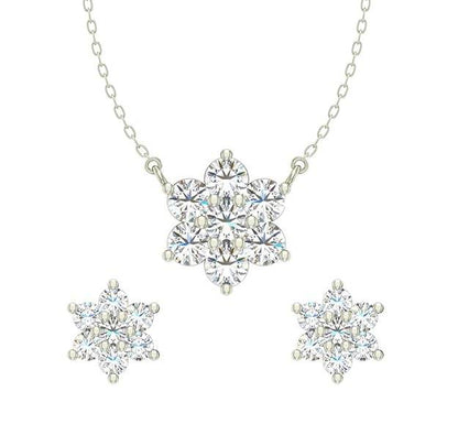 925 Sterling Silver Star Pendant Earring Chain Jewellery Set | Platinum Plated, Swiss Zirconia | Gift for Women & Girls - Rajputtrade
