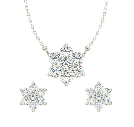 925 Sterling Silver Star Pendant Earring Chain Jewellery Set | Platinum Plated, Swiss Zirconia | Gift for Women & Girls - Rajputtrade