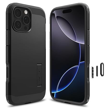 Spigen Tough Armor T (Ai) MagFit Back Cover Case Compatible with iPhone 16 Pro Max (TPU + Poly Carbonate | Black)