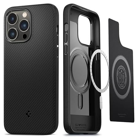 Spigen Mag Armor MagFit Back Cover Case Compatible with iPhone 14 Pro (TPU + Poly Carbonate | Matte Black)
