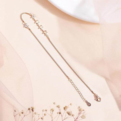 925 Sterling Silver Rose Gold Plating Chain Anklet (Single) | Gift for Women & Girls | - Rajputtrade