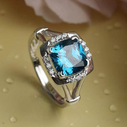 925 Sterling Silver Cushion Stone Ring with Adjustable Band | Gift for Women Wife Girls - Rajputtrade