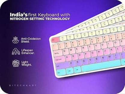 Bitechkart Wireless Keyboard and Mouse Combo with Chocolate Keycaps| 104 Keys |2.4 GHz |Multicolor Keys Fabricated with Nitrogen Setting Technology |DPI 1600 |Windows,MacOS,Laptop,PC,DOS,Linux |White - Rajputtrade