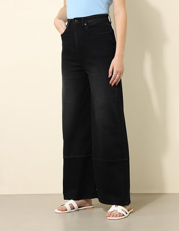 Women's Loose Jeans, Black (Size 36) - Rajputtrade