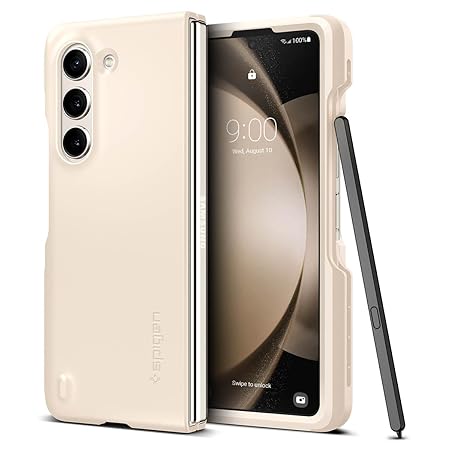 Spigen Thin Fit P for Samsung Galaxy Z Fold 5 Case, Galaxy Z Fold 5 Back Cover - TPU+PC｜Pearled Ivory