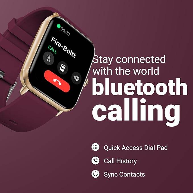 Fire-Boltt Ninja Call Pro Plus Fusion Smart Watch 1.83 inch with Bluetooth Calling (Wine) - Rajputtrade