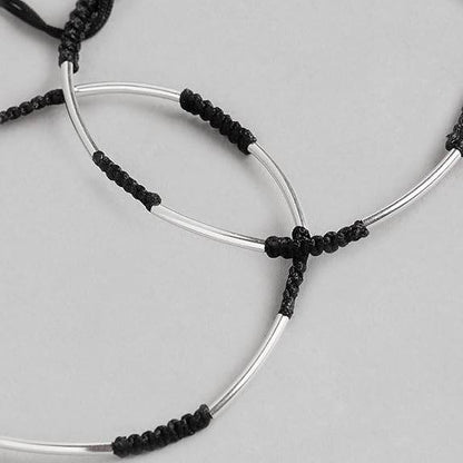 925 Sterling Silver Designer Rhodium Plated Adjustable Thread Anklet (Pair) | Gift for Women & Girls | - Rajputtrade