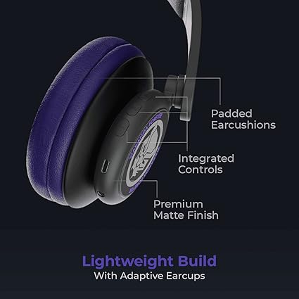 boAt Rockerz 450 Black Panther Edition Bluetooth Wireless On Ear Headphones with mic, 15 Hours Battery (King's Purple)
