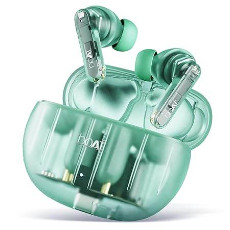 boAt Airdopes 191 ANC, 32dB ANC, Ambient Mode, 60HRS Battery, 4Mics ENx, in-Ear Detection, IWP Tech, Fast Charge, v5.3 Bluetooth Earbuds, TWS Ear Buds Wireless Earphones with mic (Pellucid Green) - Rajputtrade