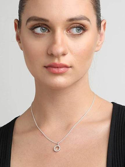 925 Sterling Silver Circle of Life Pendant Chain Necklace | Rhodium Plated, Swiss Zirconia | Gift for Women and Girls - Rajputtrade