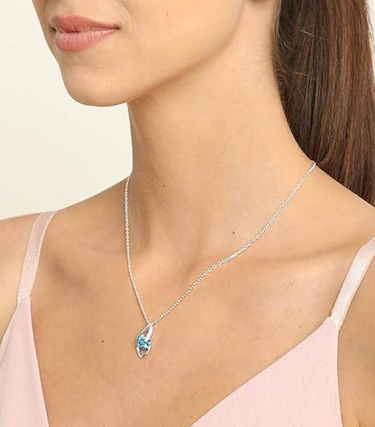 925 Sterling Silver Sky Blue Eye Pendant with Chain Necklace | Rhodium Plated, Swiss Zirconia | Gift for Women & Girls - Rajputtrade
