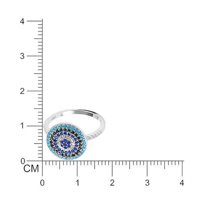 92.5 Sterling Silver Classy Circular Evil Eye Ring, Studded with Zircons, Evil Eye Collection, Gift for Women & Girls - Rajputtrade