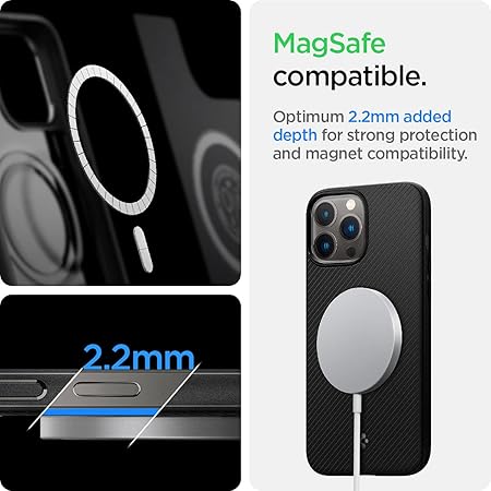 Spigen Mag Armor Back Cover Case Compatible with iPhone 13 Pro (TPU | Matte Black)