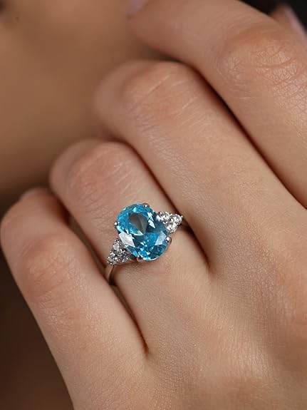 925 Sterling Silver Oval Stone Ring with Adjustable Band | Gift for Women Wife Girls - Rajputtrade