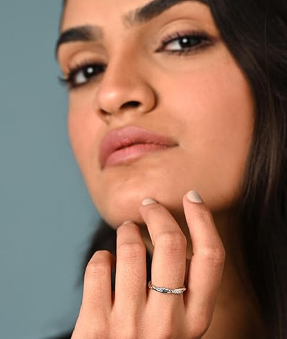 Pure 925 Sterling Silver Minimal Office Wear Finger Ring | Size Adjustable | Thumb Band | Gift for Women Girls Wife Girlfriend - Rajputtrade