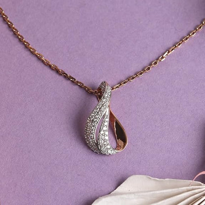 925 Sterling Silver Agda Pendant Earring Chain Jewellery Set | Rose Gold Rhodium Plated, Swiss Zirconia | Gift for Women & Girls