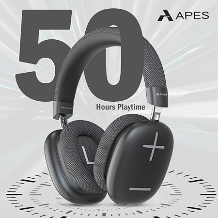 APES Fusion Style Wireless Headphone, 40mm Dynamic Drivers, 50Hrs Playtime, Fast Charge (Black Grey) - Rajputtrade