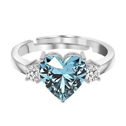 925 Sterling Silver Heart Stone Ring with Adjustable Band | Gift for Women Wife Girls - Rajputtrade
