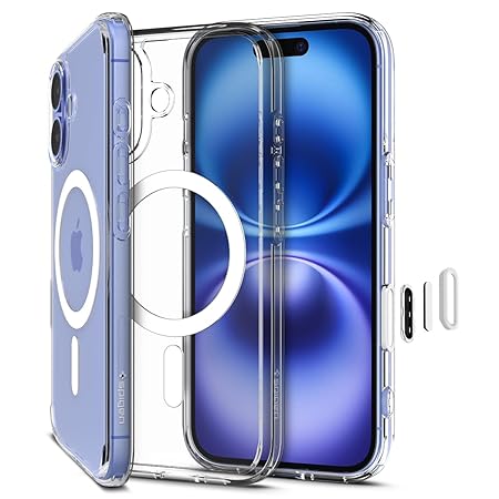 Spigen Ultra Hybrid T MagFit Back Cover Case Compatible with iPhone 16 (TPU + Poly Carbonate | White)