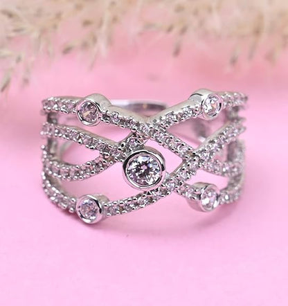 Pure 925 Sterling Silver Statement Finger Ring with Adjustable Band | Gift for Women Girls Wife Girlfriend | Multiple Design Options - Rajputtrade