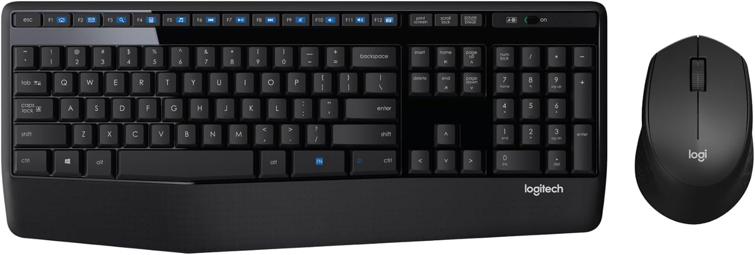 Logitech MK345 Wireless Keyboard and Mouse Set Full-Sized Keyboard with Palm Rest and Comfortable Right-Handed Mouse, 2.4 GHz Wireless USB Receiver, Compatible with PC, Laptop - Black - Rajputtrade