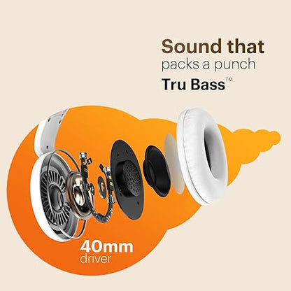 Noise Two Wireless On-Ear Headphones with 50 Hours Playtime, Low Latency(up to 40ms) BT v5.3 (White)