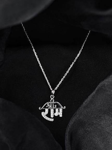 925 Sterling Silver Shri Ram Pendant Necklace for Men & Women | With or Without Chain | Religious, Platinum Plated. Swiss Zircon - Rajputtrade