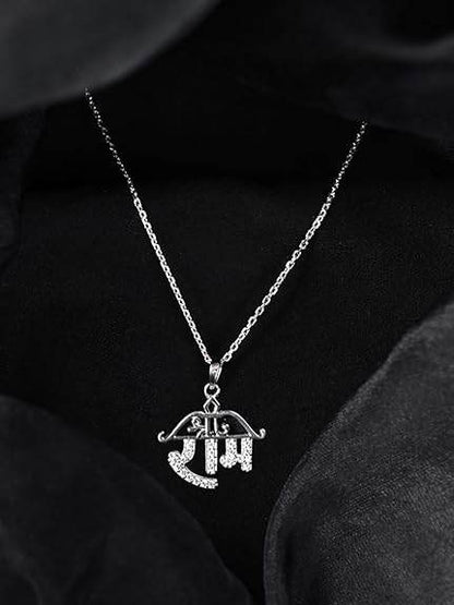925 Sterling Silver Shri Ram Pendant Necklace for Men & Women | With or Without Chain | Religious, Platinum Plated. Swiss Zircon - Rajputtrade