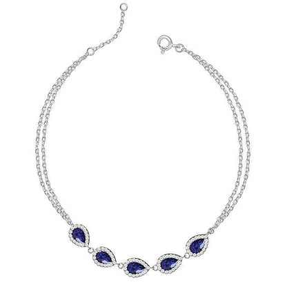925 Silver Royal Blue Drop Bracelet, Adjustable Gifts for Girlfriend, Gifts for Women & Girls| - Rajputtrade