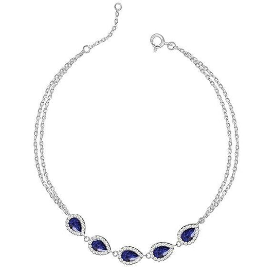 925 Silver Royal Blue Drop Bracelet, Adjustable Gifts for Girlfriend, Gifts for Women & Girls| - Rajputtrade