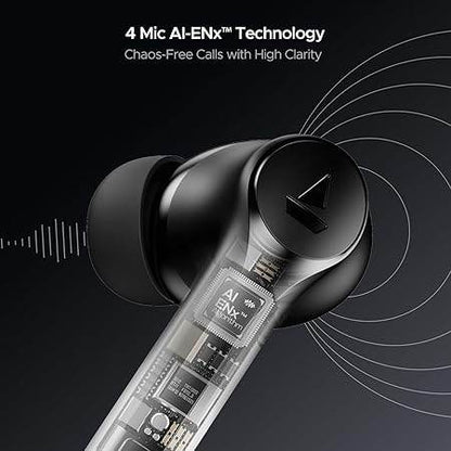 boAt Airdopes 300, Cinematic Spatial Audio, 50HRS Battery, 4Mic AI ENx, Fast Charge, App Support, Low Latency, IPX4, v5.3 Bluetooth Earbuds, TWS Ear Buds Wireless Earphones with mic (Gunmetal Black) - Rajputtrade