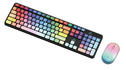 BITECHKART Wireless Keyboard and Mouse Combo with Chocolate Keycaps| 104 Keys |2.4 GHz |Multicolor Keys Fabricated with Nitrogen Setting Technology |DPI 1600 |Windows,MacOS,Laptop,PC,DOS,Linux |Black - Rajputtrade