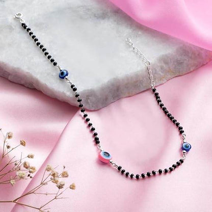 925 Sterling Silver Rhodium Plating Nazaria Anklet (Single) | | Gift for Women & Girls | - Rajputtrade