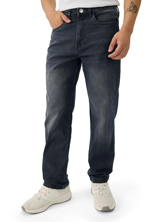 The Souled Store Denim: Dark Blue Men and Boys Buttoned Cotton Blend Straight Fit Jeans - Rajputtrade