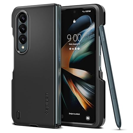 Spigen Thin Fit P for Samsung Galaxy Z Fold 4 Case, Galaxy Z Fold 4 Back Cover - TPU+PC｜Black