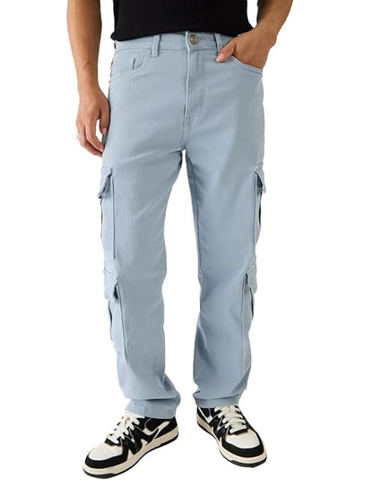 The Souled Store Solids: Dusty Bowl Men and Boys Cotton Blend Straight Fit Cargo Jeans(Size-30) - Rajputtrade