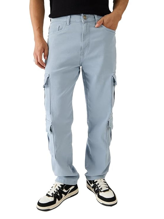 The Souled Store Solids: Dusty Bowl Men and Boys Cotton Blend Straight Fit Cargo Jeans(Size-30) - Rajputtrade