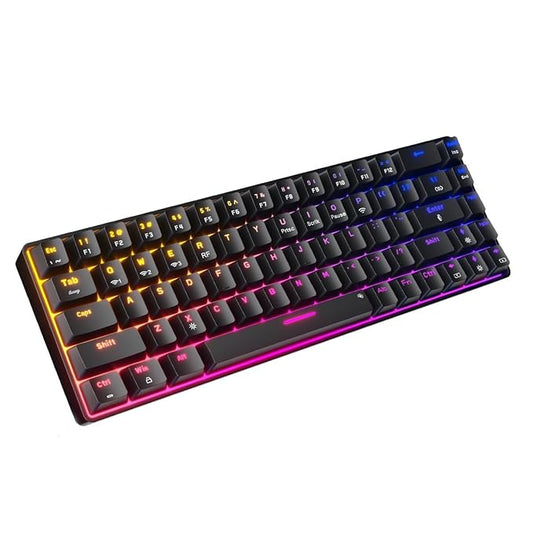 Portronics Hydra 10 Wireless Mechanical Gaming Keyboard with Bluetooth & 2.4 GHz Wireless, Red Switches, Multi-Device Pairing, TKL Compact Size, Multi-Colour Backlight, for Laptop & PC (Black) - Rajputtrade
