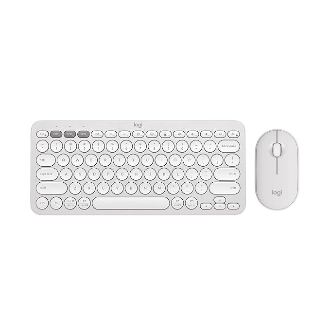 Logitech Pebble 2 Combo, Wireless Keyboard and Mouse, Quiet and Portable, Customisable, Logi Bolt, Bluetooth, Easy-Switch for Windows, macOS, iPadOS, Chrome - Tonal White - Rajputtrade