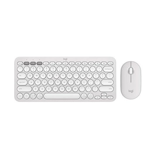 Logitech Pebble 2 Combo, Wireless Keyboard and Mouse, Quiet and Portable, Customisable, Logi Bolt, Bluetooth, Easy-Switch for Windows, macOS, iPadOS, Chrome - Tonal White - Rajputtrade